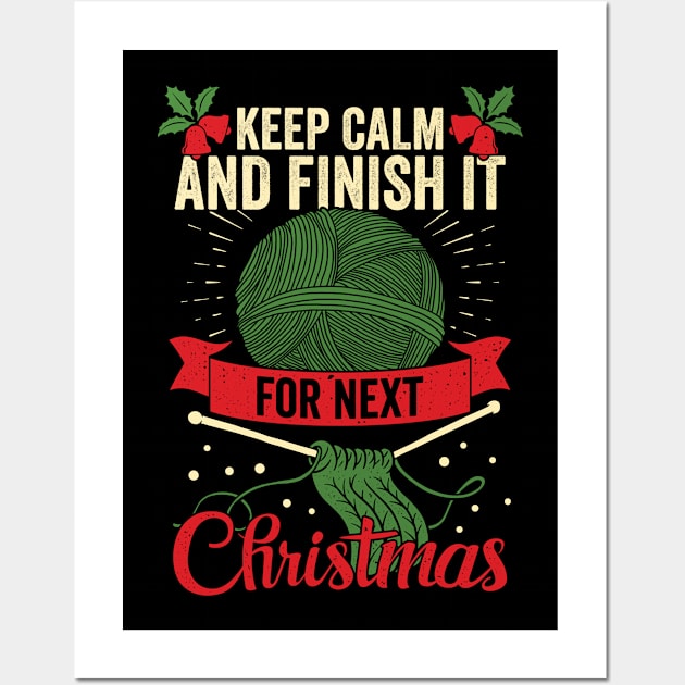 Funny Knitting Lover Christmas Knitter Gift Wall Art by Dolde08